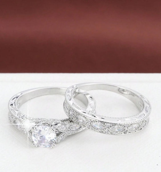 Sparkling 2pcs Rhinestone Ring