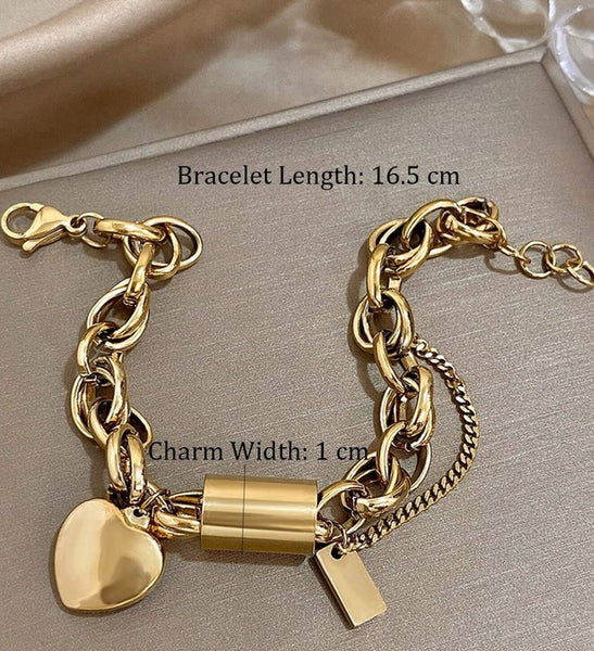 Sparkling   Elegant Heart Charm Bracelet