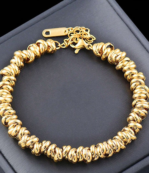 Sparkling Beaded Gold Tone Personalized Bracelet