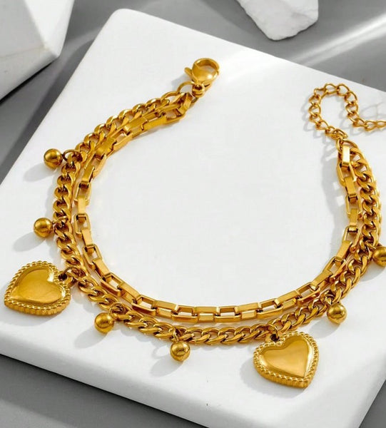 Sparkling  Double-Layer Heart Shaped Bracelet.