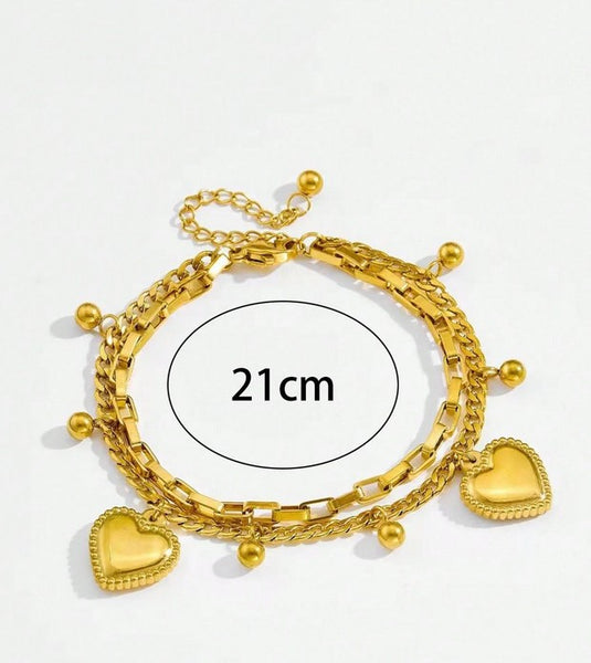 Sparkling  Double-Layer Heart Shaped Bracelet.
