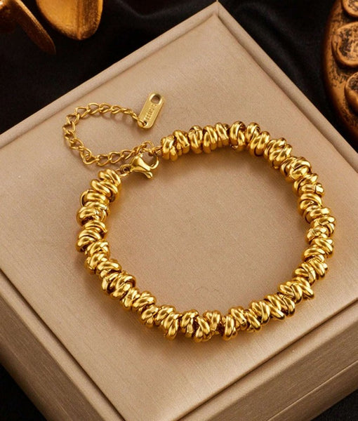 Sparkling  Beaded Gold Tone Personalized Bracelet