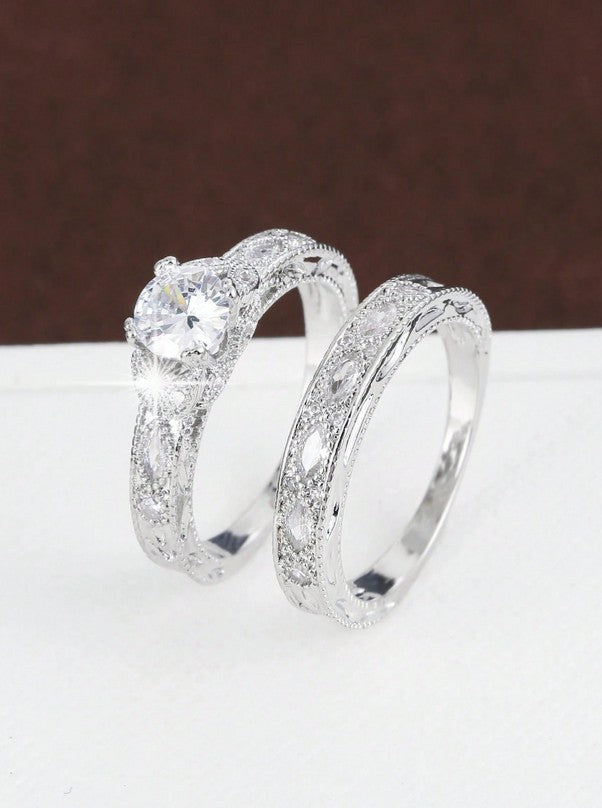 Sparkling 2pcs Rhinestone Ring