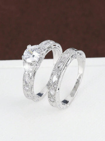 Sparkling 2pcs Rhinestone Ring