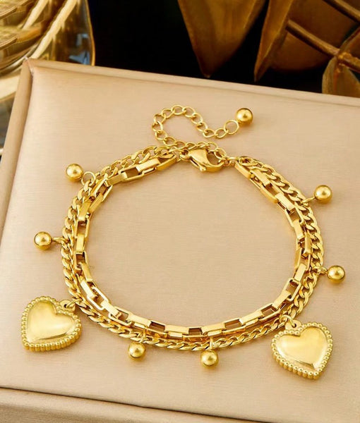 Sparkling  Double-Layer Heart Shaped Bracelet.