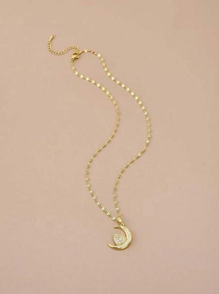 Sparkling Moon Pendant Necklace
