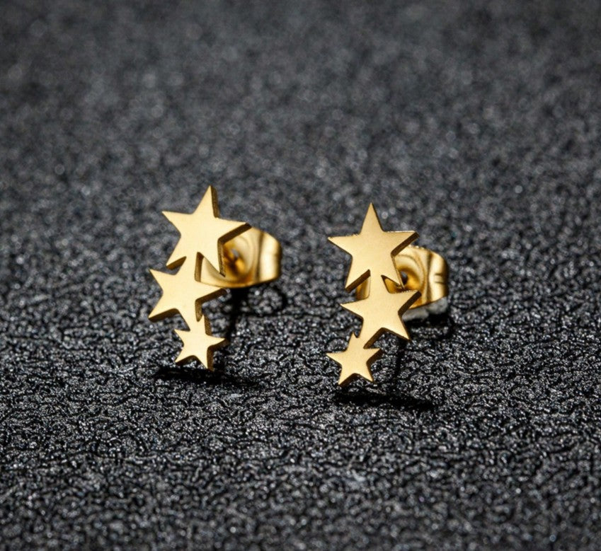 Sparkling Star Design Stud Earrings