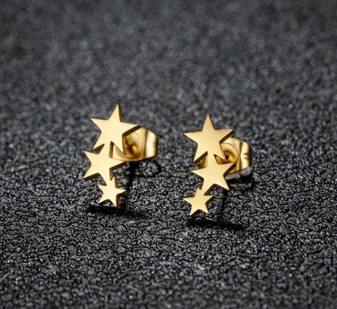 Sparkling Star Design Stud Earrings