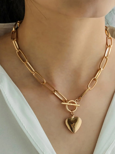 Sparkling Heart Charm Necklace