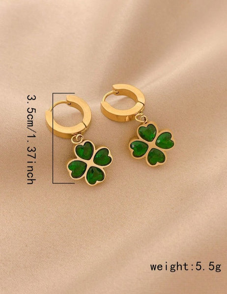 Sparkling Lucky Clover Leaf Jewelry Set