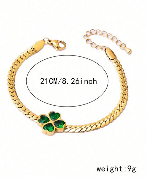 Sparkling Lucky Clover Leaf Jewelry Set