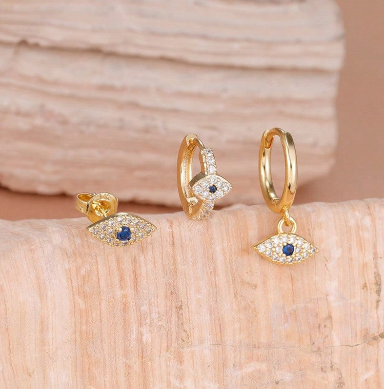 Sparkling 3PCS Vintage 18K Gold Plated Evil Eye Earring
