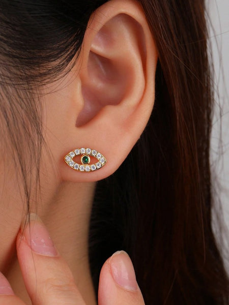 Sparkling Green Devil's Eye Unisex Stud Earrings