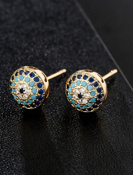 Sparkling  Vintage Vibe Evil Eye Stud Earrings