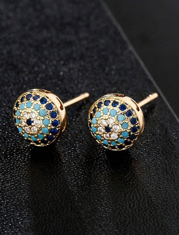 Sparkling  Vintage Vibe Evil Eye Stud Earrings