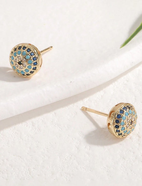 Sparkling  Vintage Vibe Evil Eye Stud Earrings
