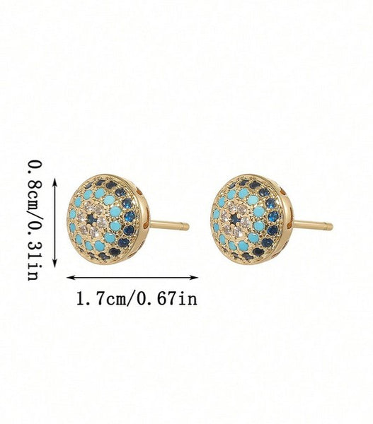 Sparkling  Vintage Vibe Evil Eye Stud Earrings