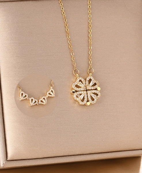 Sparkling Four Leaf Clover & Heart Locket Design