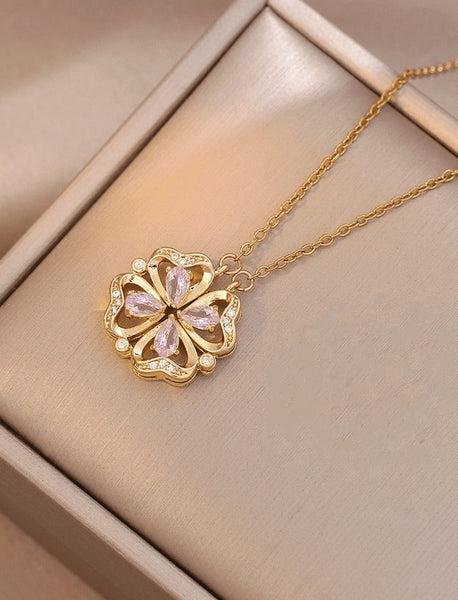 Sparkling Four Leaf Clover & Heart Locket Design