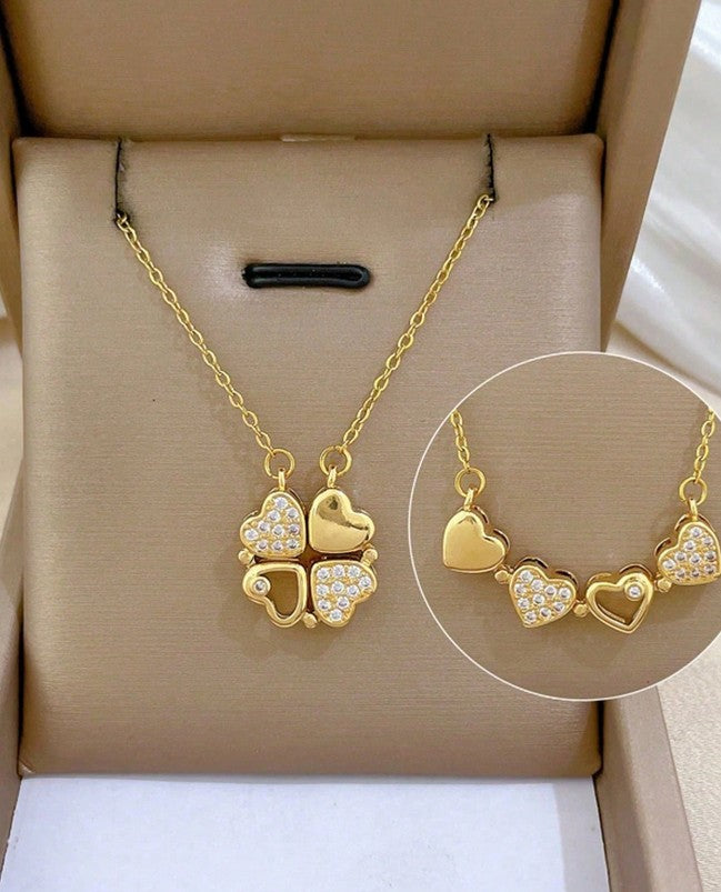 Sparkling Heart-Linked Necklace