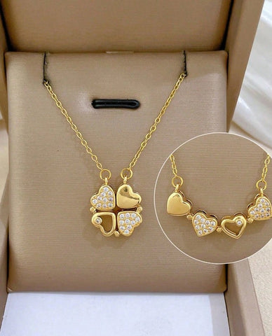 Sparkling Heart-Linked Necklace