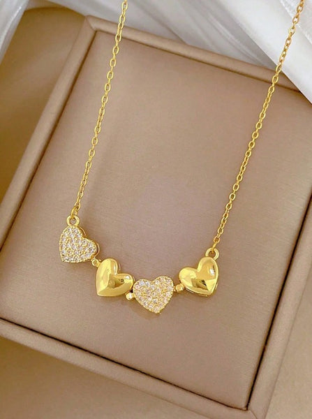 Sparkling Heart-Linked Necklace