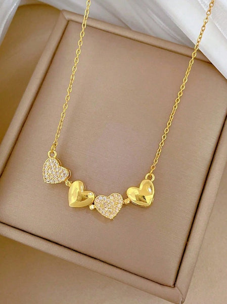 Sparkling Heart-Linked Necklace