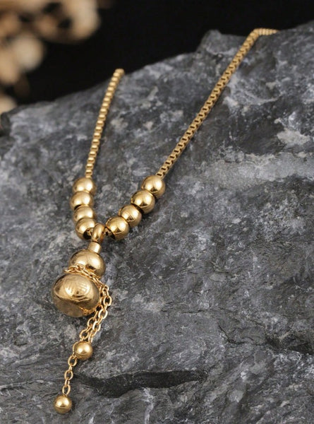 Sparkling Chinese Style Gourd & Red Pouch Pendant Necklace