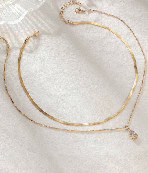 Sparkling Faux Teardrop Crystal Charm Necklace