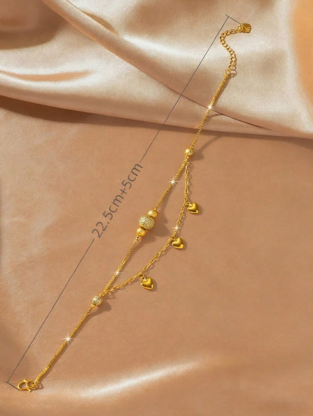 Sparkling   Double Beaded Heart Shaped Anklet.