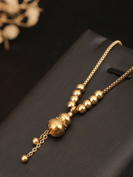 Sparkling Chinese Style Gourd & Red Pouch Pendant Necklace