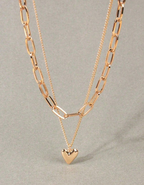 Sparkling 2 pcs Heart Charm Necklace.