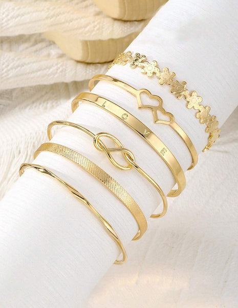 Sparkling 6pcs/Set Vintage Multi-Layer Simple Bracelet