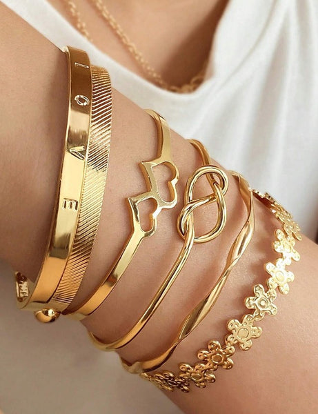 Sparkling 6pcs/Set Vintage Multi-Layer Simple Bracelet