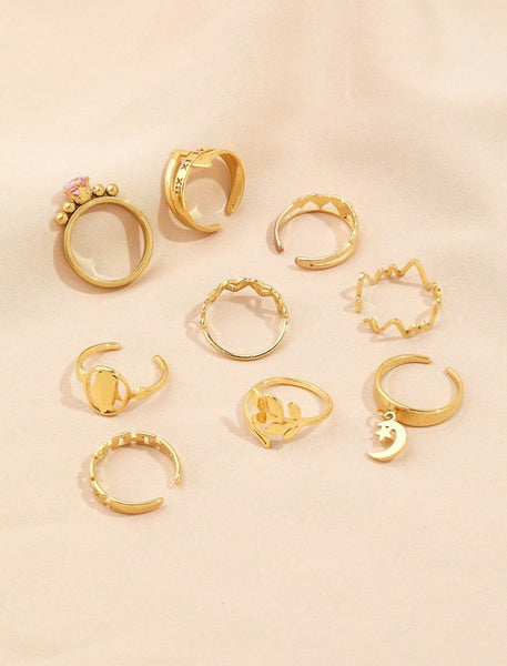 Sparkling 9pcs Rhinestone Detail Ring