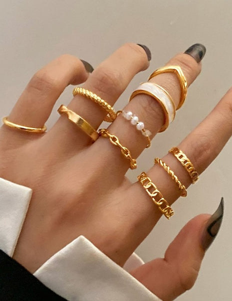 Sparkling 10pcs Faux Pearl Decor Ring