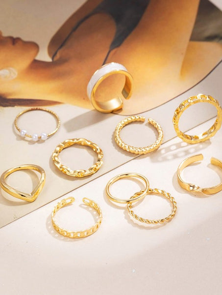 Sparkling 10pcs Faux Pearl Decor Ring