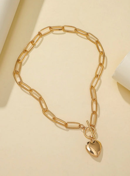 Sparkling Heart Charm Necklace