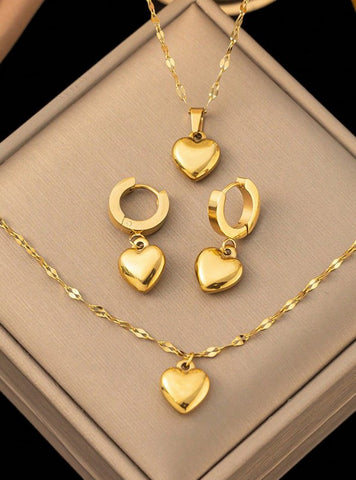 Sparkling  Vintage Elegant Decor With Heart Jewelry Set