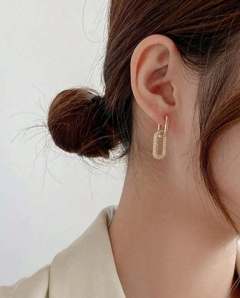 Sparkling 14K Gold Plated Zirconia Stone Elegant Earrings