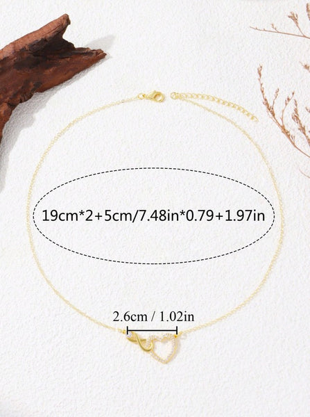 Sparkling Infinity & Heart Shaped Pendant Necklace