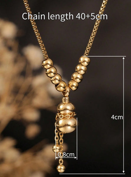 Sparkling Chinese Style Gourd & Red Pouch Pendant Necklace