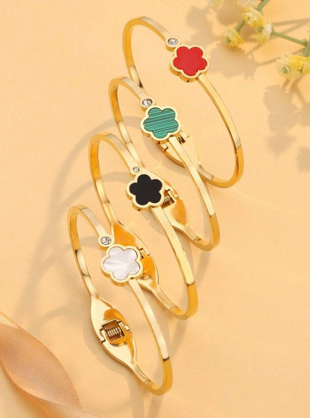 Sparkling Five Leaf Grass Summer Bracelet