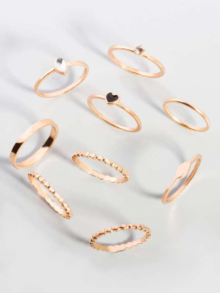 Sparkling 9pcs Rhinestone Detail Ring