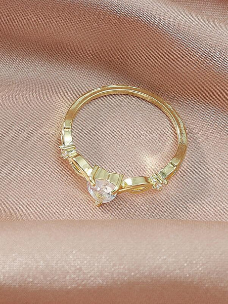 Sparkling Heart Zircon Decor Ring