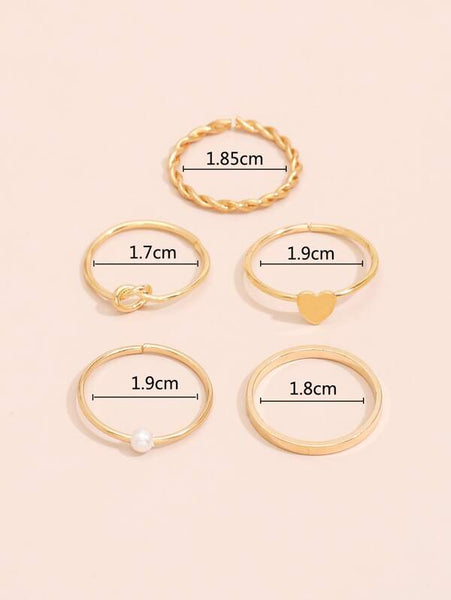 Sparkling 5pcs Heart Decor Ring